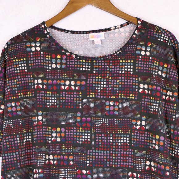 LulaRoe Women's Size S Black - Multicolored Polka Dot IRMA Short Sleeve Tunic - Picture 2 of 5